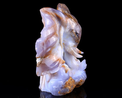 Nicedony 10.2" Chalcedony Hand Carved Elephant Head and Skull - View 3