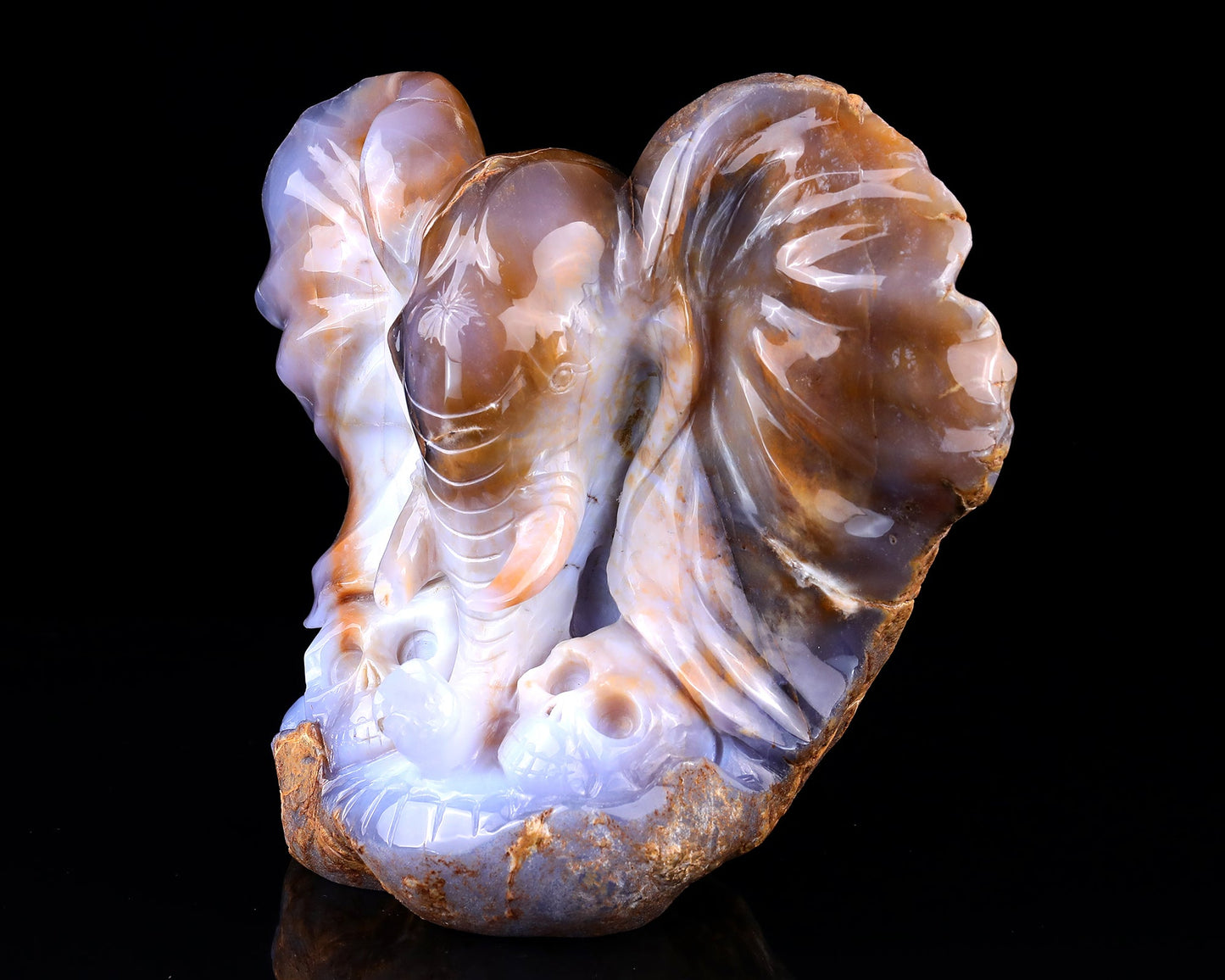 Nicedony 10.2" Chalcedony Hand Carved Elephant Head and Skull - View 7