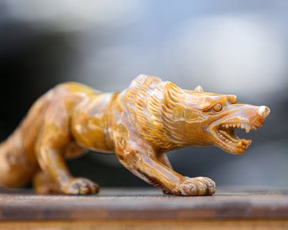 Nicedony 10.2" Chalcedony Hand Carved Crystal Wolf Sculpture - View 8