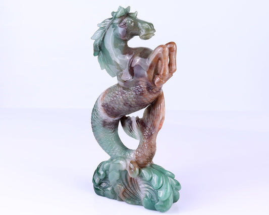 Nicedony 10.2" Green Aventurine Hand Carved Horse Head and Fishtail