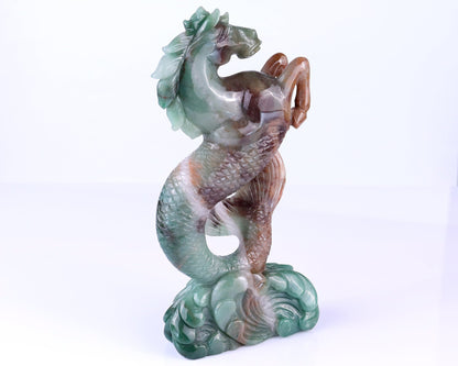 Nicedony 10.2" Green Aventurine Hand Carved Horse Head and Fishtail - View 3