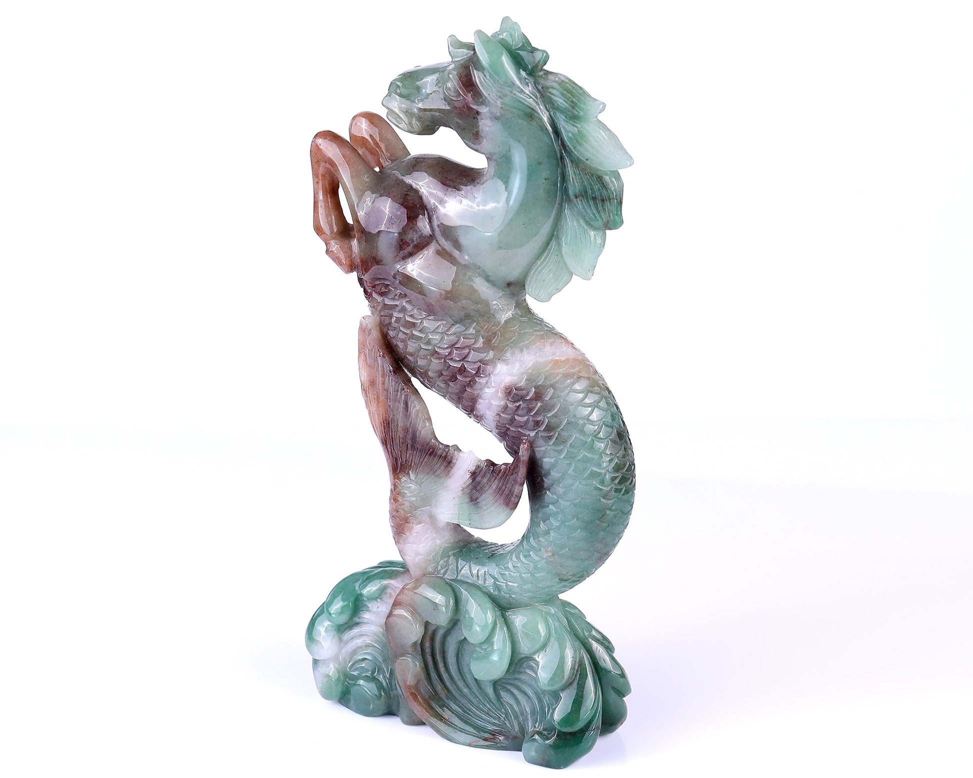 Nicedony 10.2" Green Aventurine Hand Carved Horse Head and Fishtail - View 4