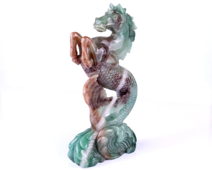 Nicedony 10.2" Green Aventurine Hand Carved Horse Head and Fishtail - View 10