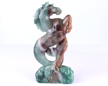 Nicedony 10.2" Green Aventurine Hand Carved Horse Head and Fishtail - View 2