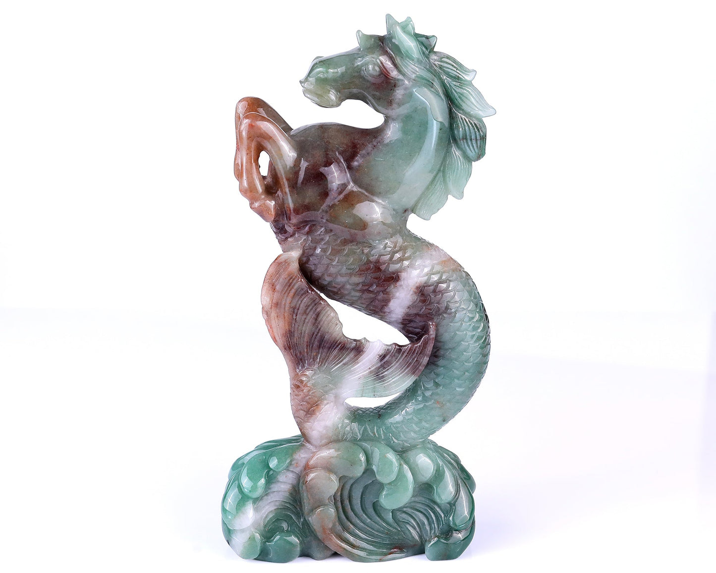 Nicedony 10.2" Green Aventurine Hand Carved Horse Head and Fishtail - View 5