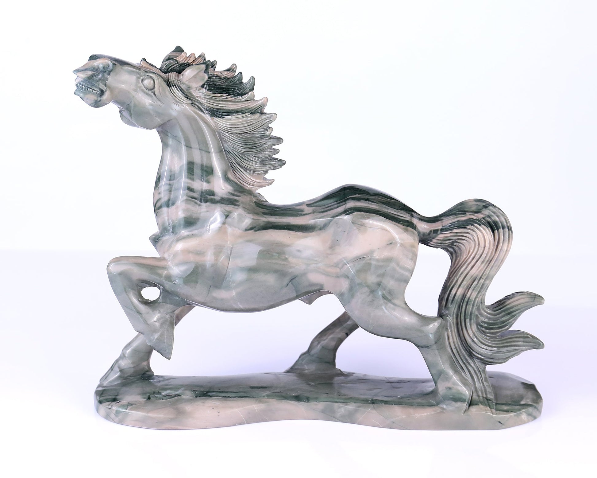 Nicedony 10.2" Jiulong Jade Hand Carved Crystal Horse Sculpture - View 6