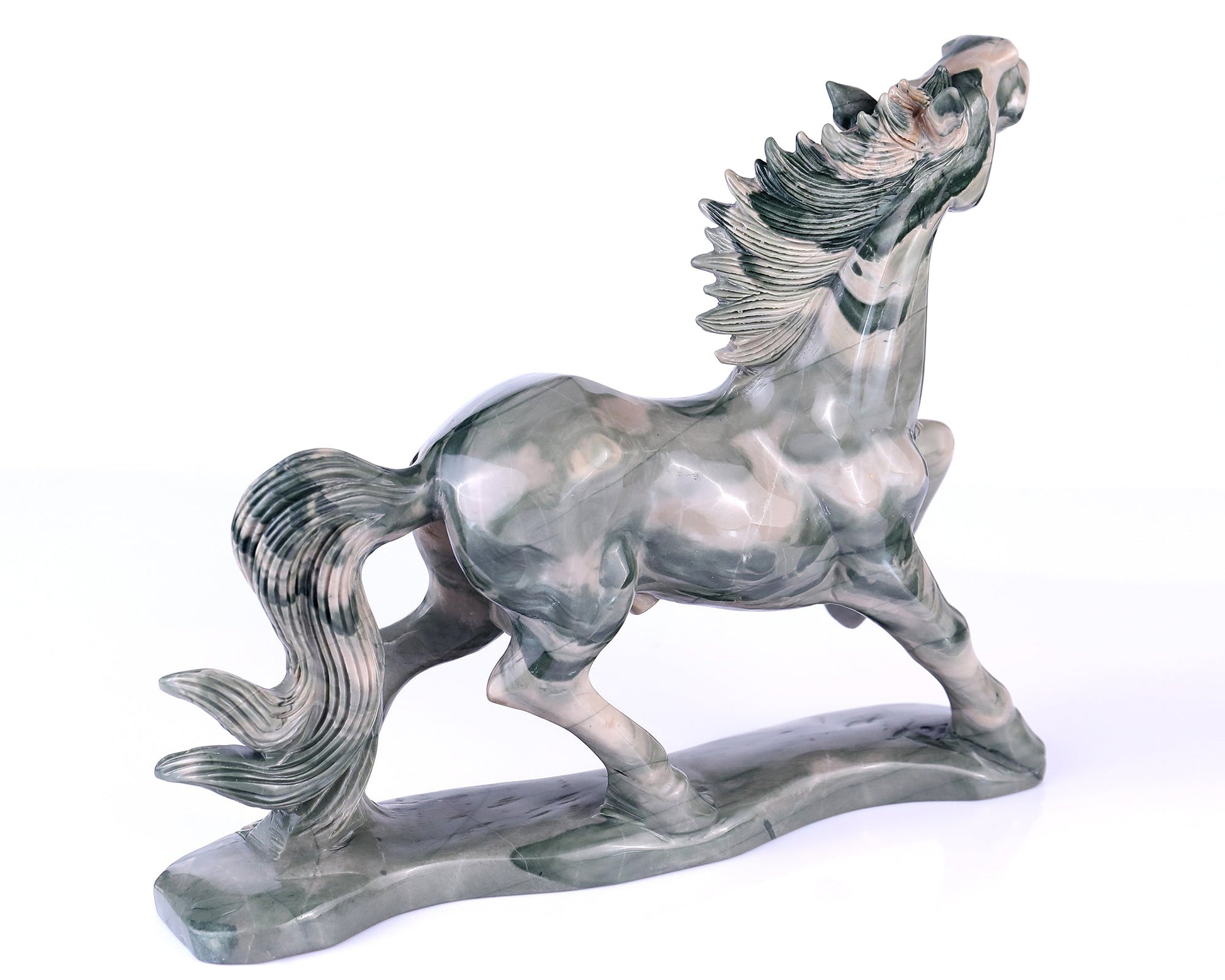 Nicedony 10.2" Jiulong Jade Hand Carved Crystal Horse Sculpture - View 4