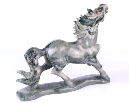 Nicedony 10.2" Jiulong Jade Hand Carved Crystal Horse Sculpture - View 4