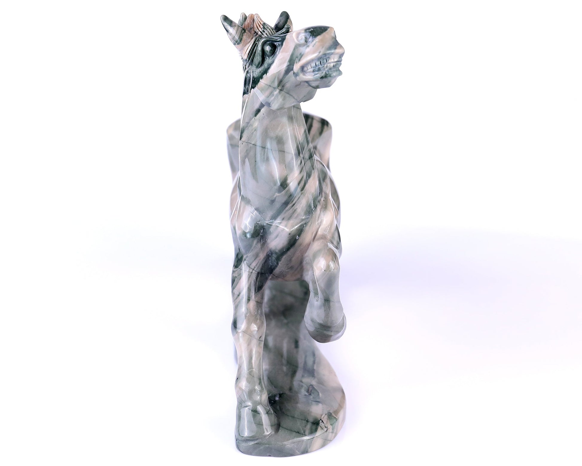 Nicedony 10.2" Jiulong Jade Hand Carved Crystal Horse Sculpture - View 7