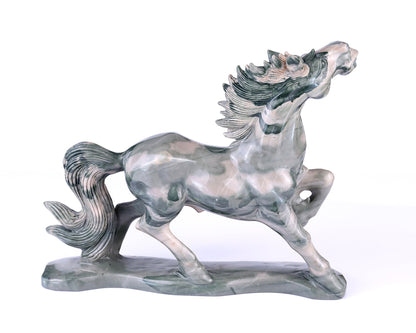 Nicedony 10.2" Jiulong Jade Hand Carved Crystal Horse Sculpture - View 3