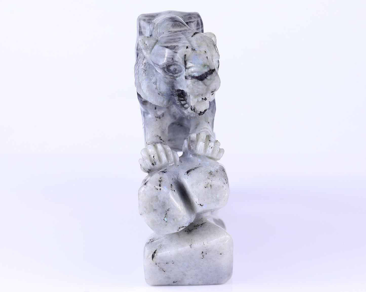 Nicedony 10.2" Labradorite Hand Carved Crystal Tiger Sculpture - View 3