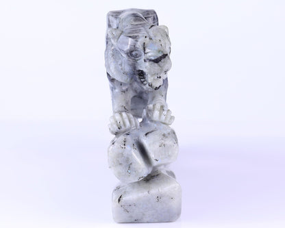 Nicedony 10.2" Labradorite Hand Carved Crystal Tiger Sculpture - View 3