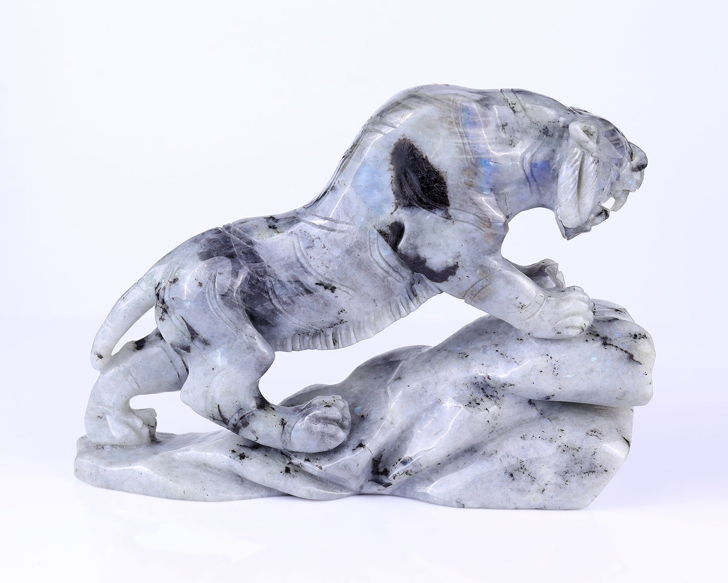 Nicedony 10.2" Labradorite Hand Carved Crystal Tiger Sculpture - View 2