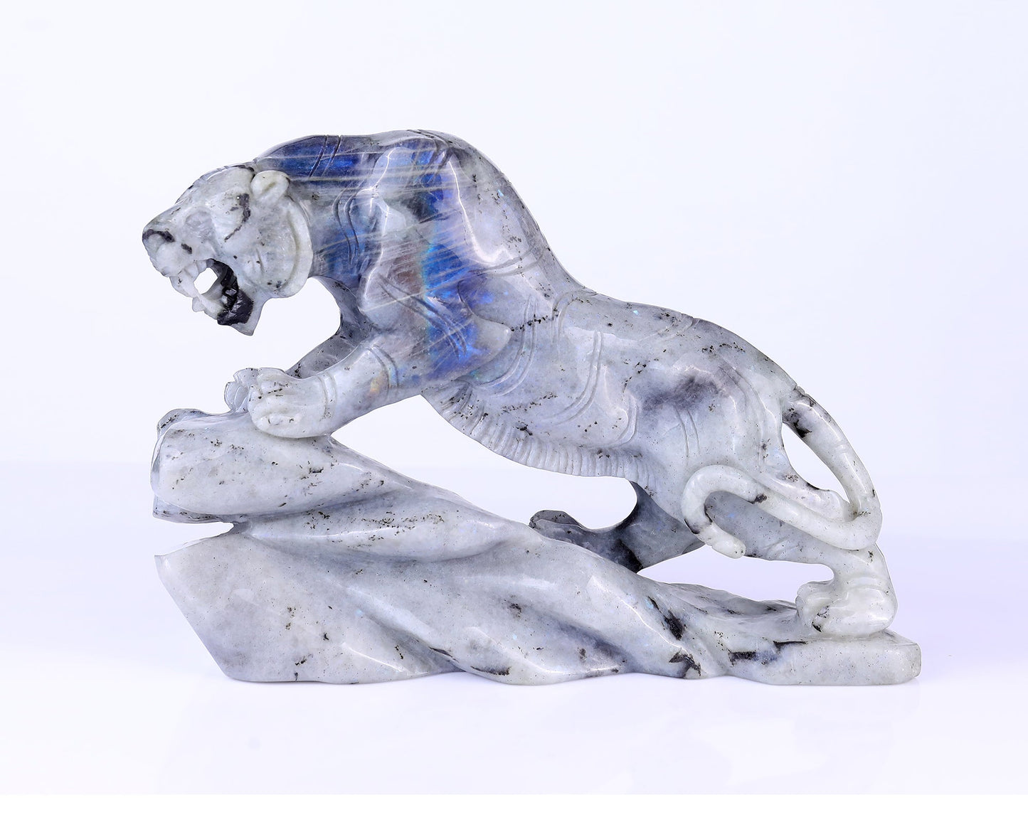 Nicedony 10.2" Labradorite Hand Carved Crystal Tiger Sculpture - View 8