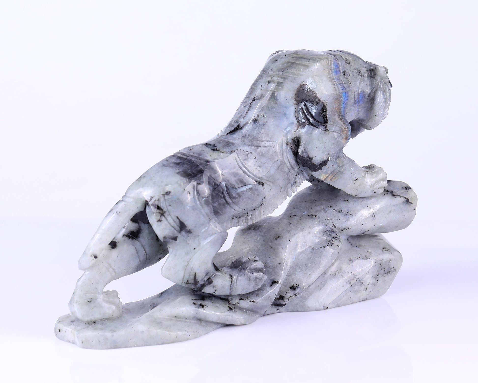 Nicedony 10.2" Labradorite Hand Carved Crystal Tiger Sculpture - View 6