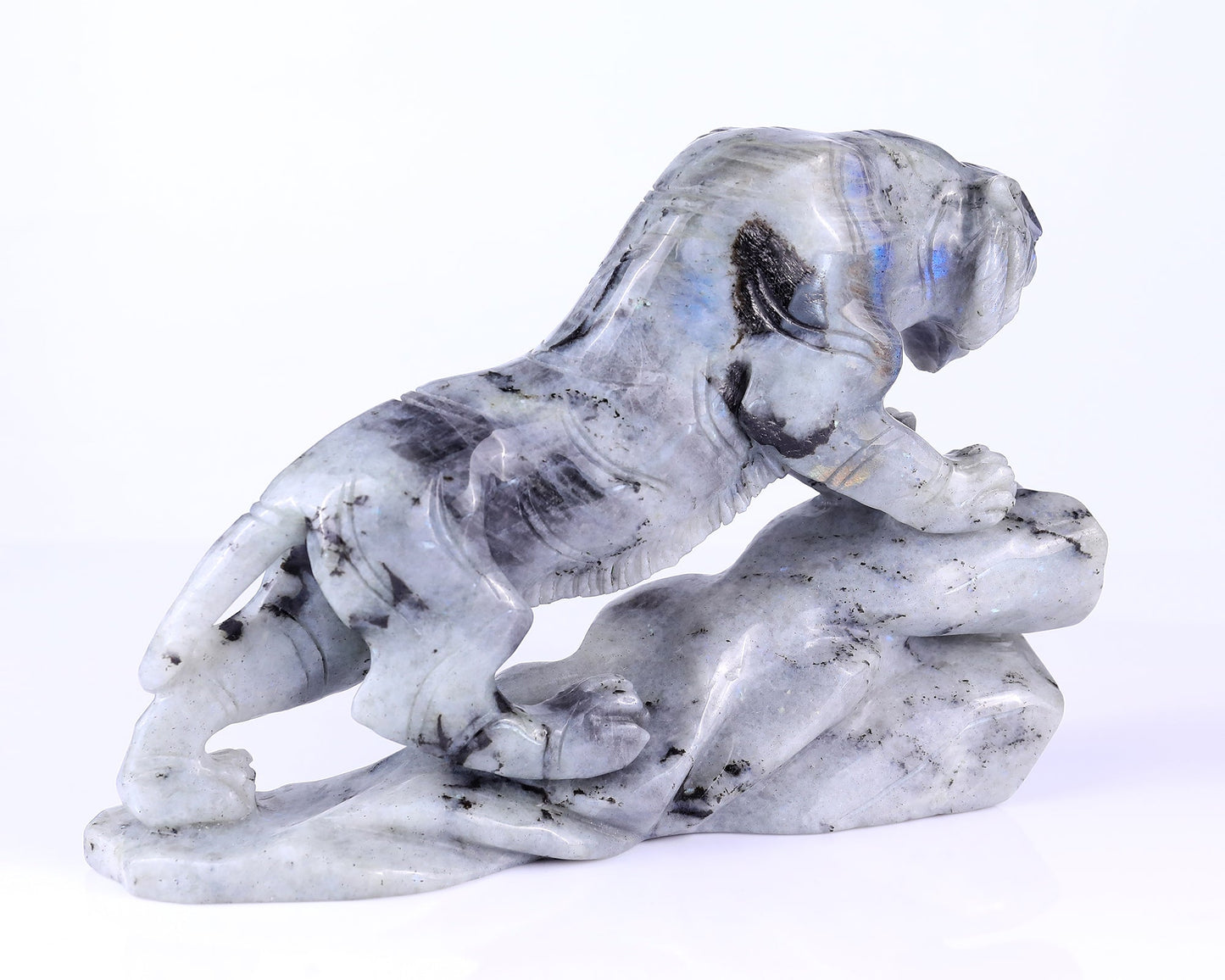Nicedony 10.2" Labradorite Hand Carved Crystal Tiger Sculpture - View 4
