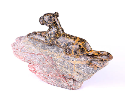 Nicedony 10.2" Leopard Skin Jasper Hand Carved Crystal Leopard Sculpture - View 10