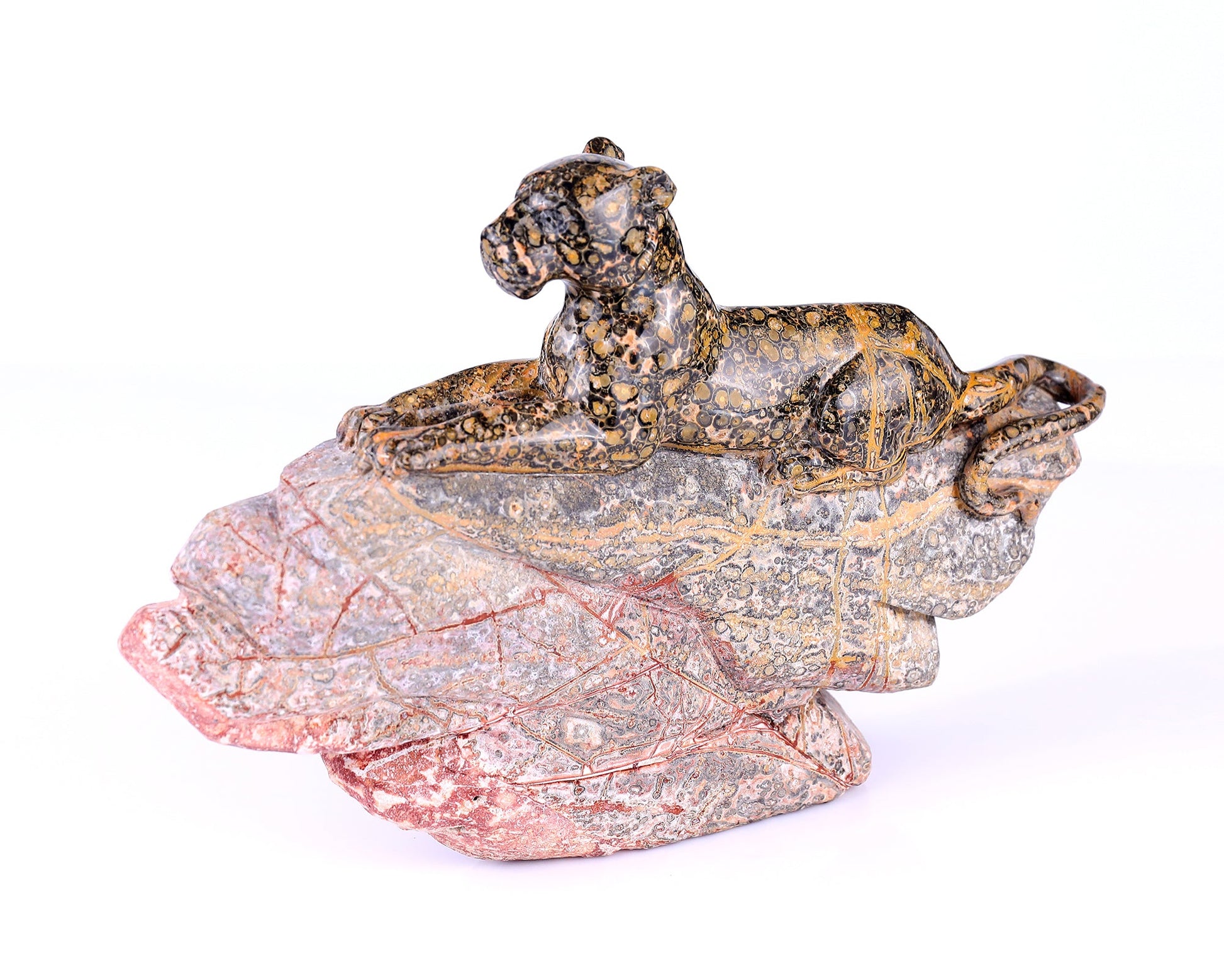 Nicedony 10.2" Leopard Skin Jasper Hand Carved Crystal Leopard Sculpture - View 7