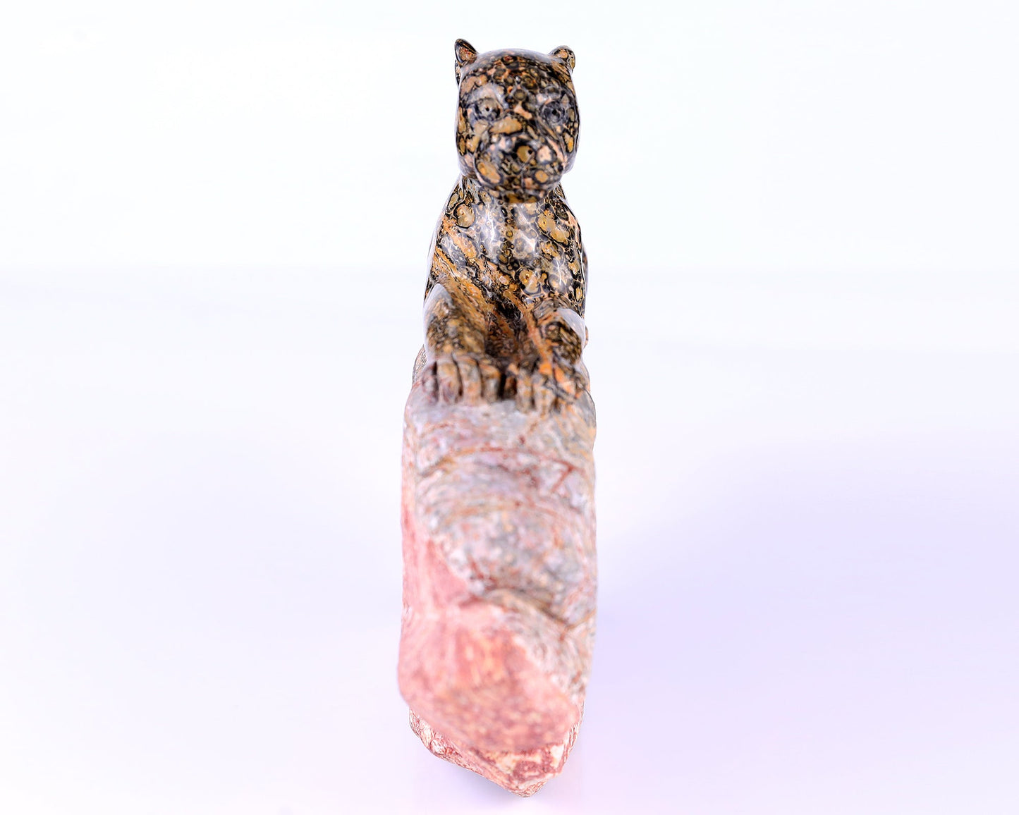 Nicedony 10.2" Leopard Skin Jasper Hand Carved Crystal Leopard Sculpture - View 3