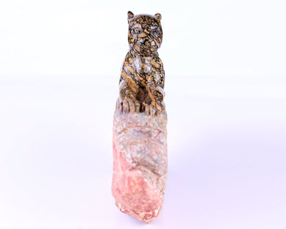 Nicedony 10.2" Leopard Skin Jasper Hand Carved Crystal Leopard Sculpture - View 3