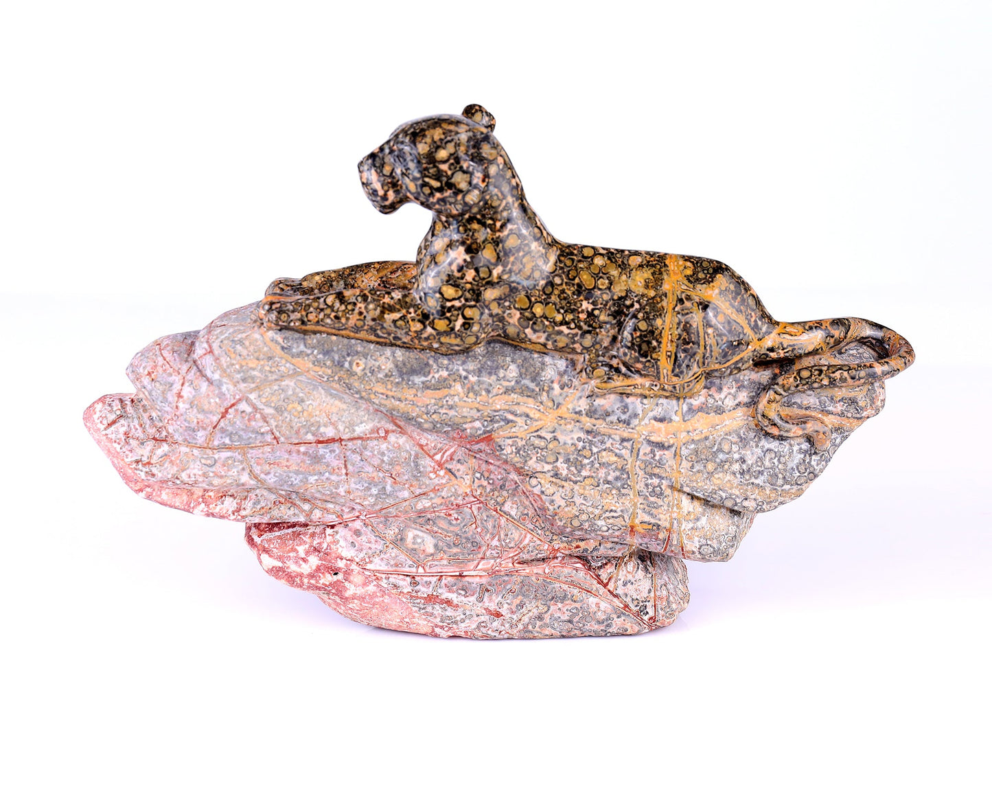 Nicedony 10.2" Leopard Skin Jasper Hand Carved Crystal Leopard Sculpture - View 11