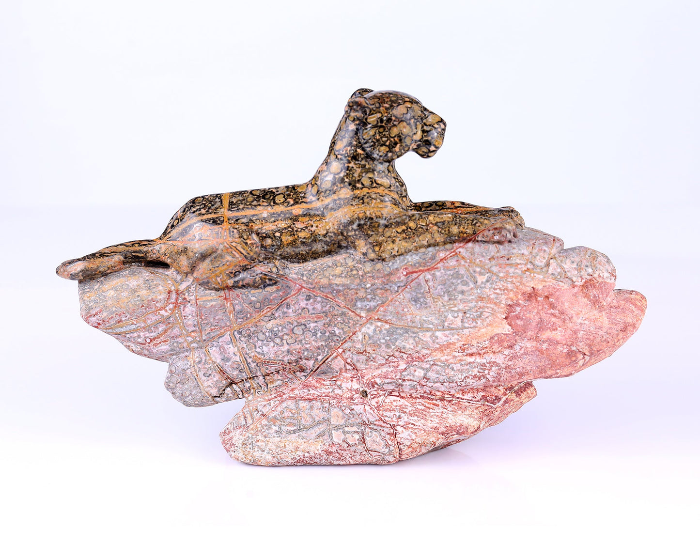 Nicedony 10.2" Leopard Skin Jasper Hand Carved Crystal Leopard Sculpture - View 8