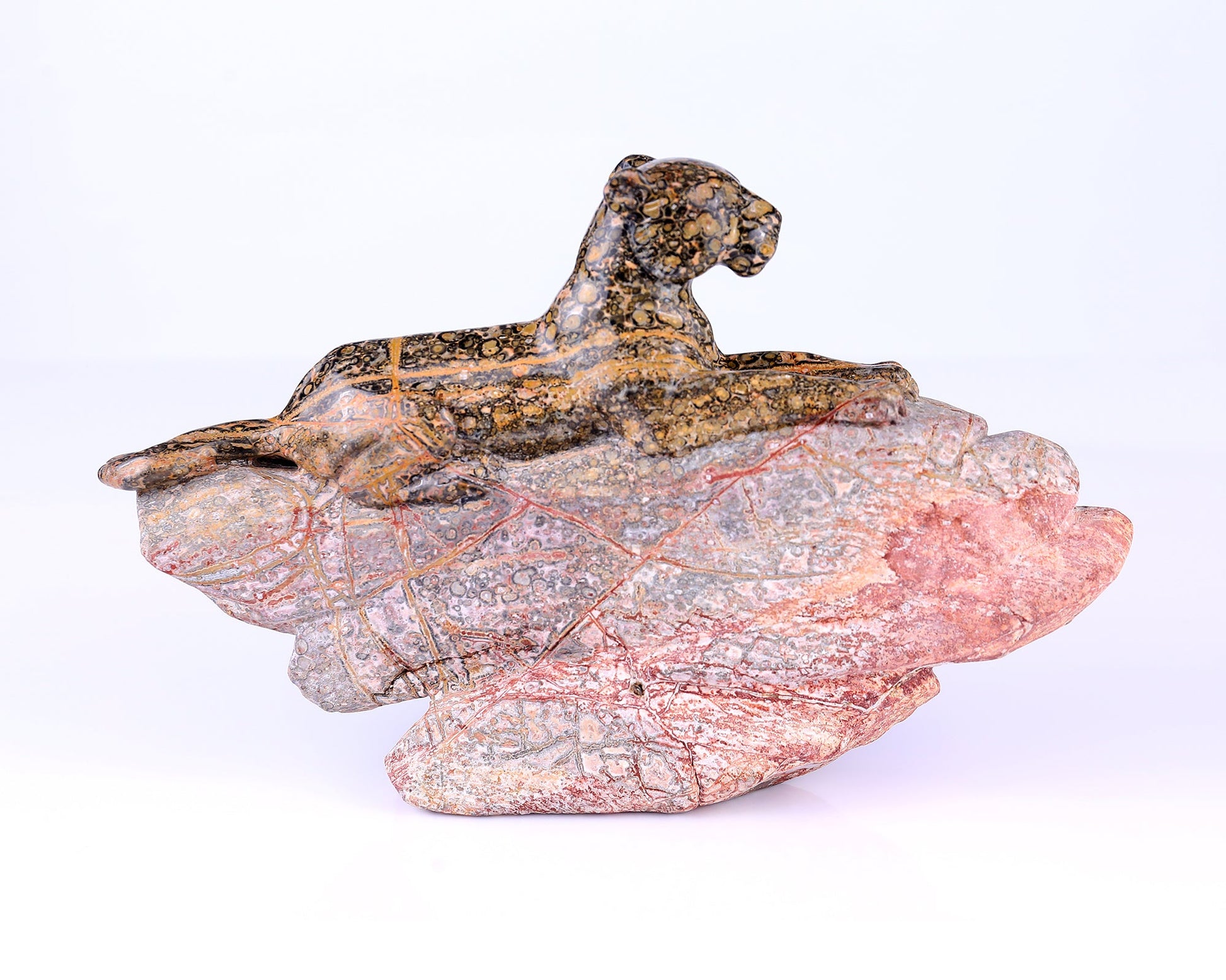 Nicedony 10.2" Leopard Skin Jasper Hand Carved Crystal Leopard Sculpture - View 8