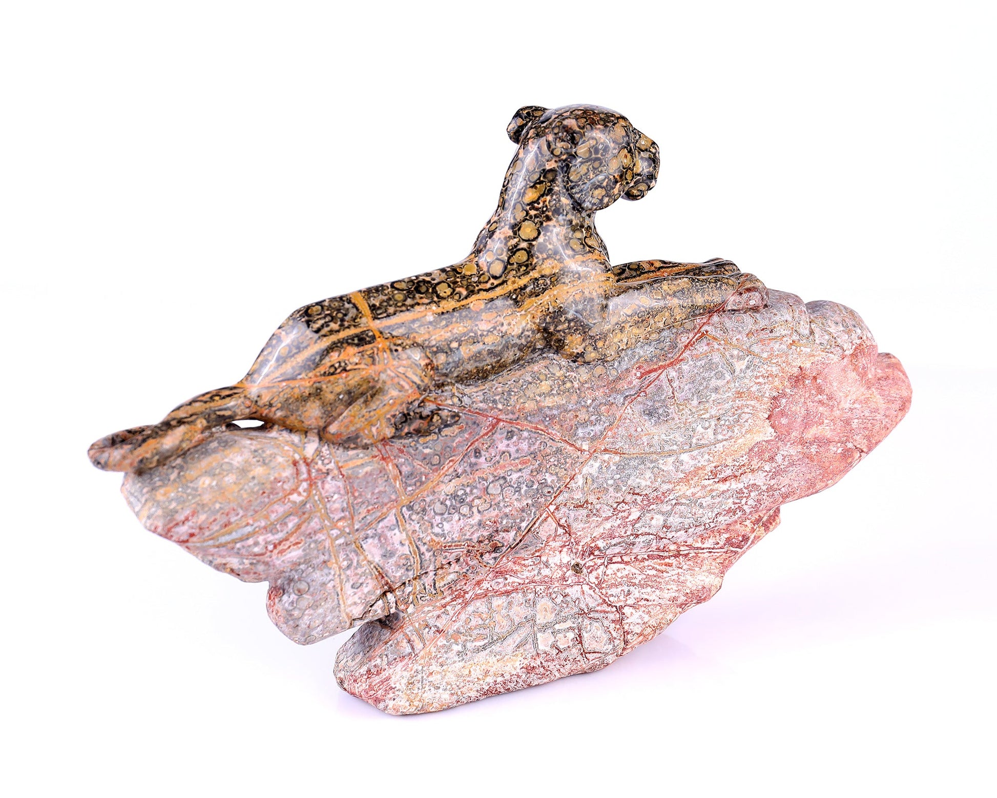 Nicedony 10.2" Leopard Skin Jasper Hand Carved Crystal Leopard Sculpture - View 9