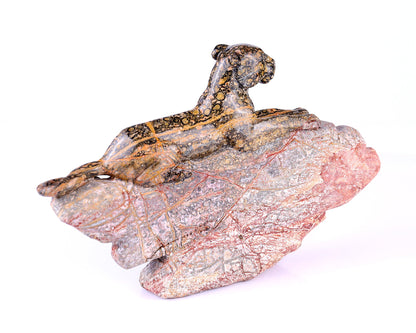 Nicedony 10.2" Leopard Skin Jasper Hand Carved Crystal Leopard Sculpture - View 9