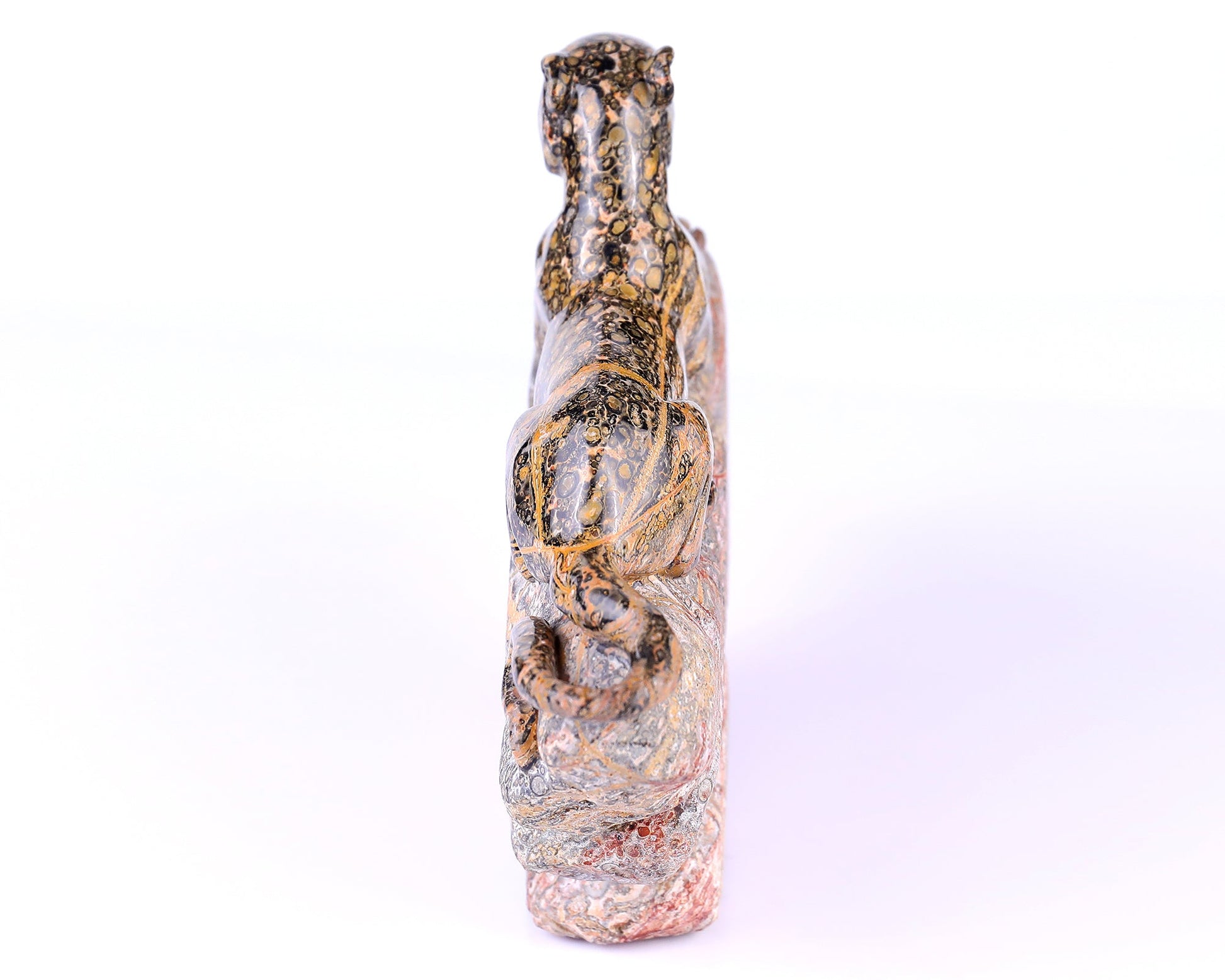 Nicedony 10.2" Leopard Skin Jasper Hand Carved Crystal Leopard Sculpture - View 4