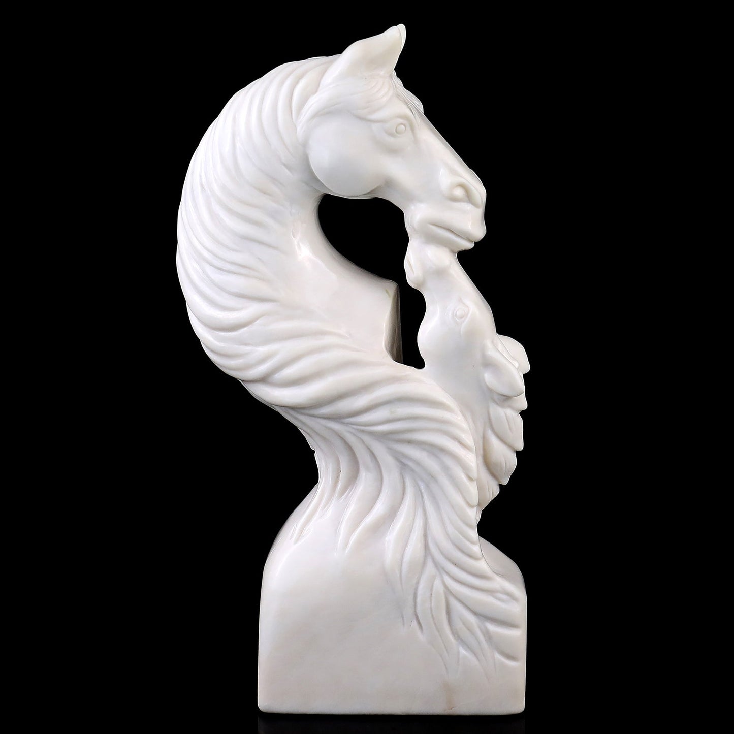 Nicedony Amazing 10.2" White Jade Hand Carved Crystal Horse Sculpture