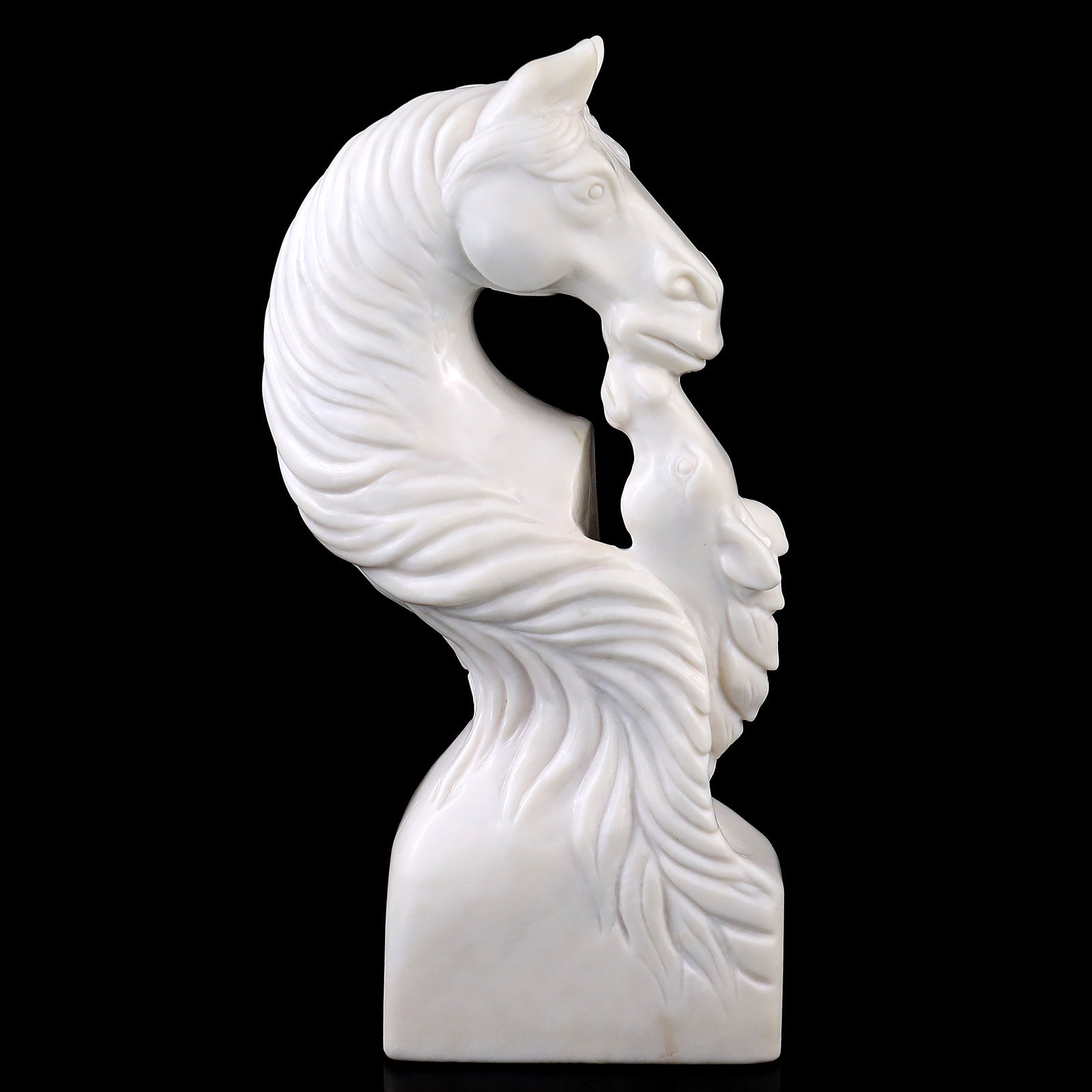 Nicedony Amazing 10.2" White Jade Hand Carved Crystal Horse Sculpture