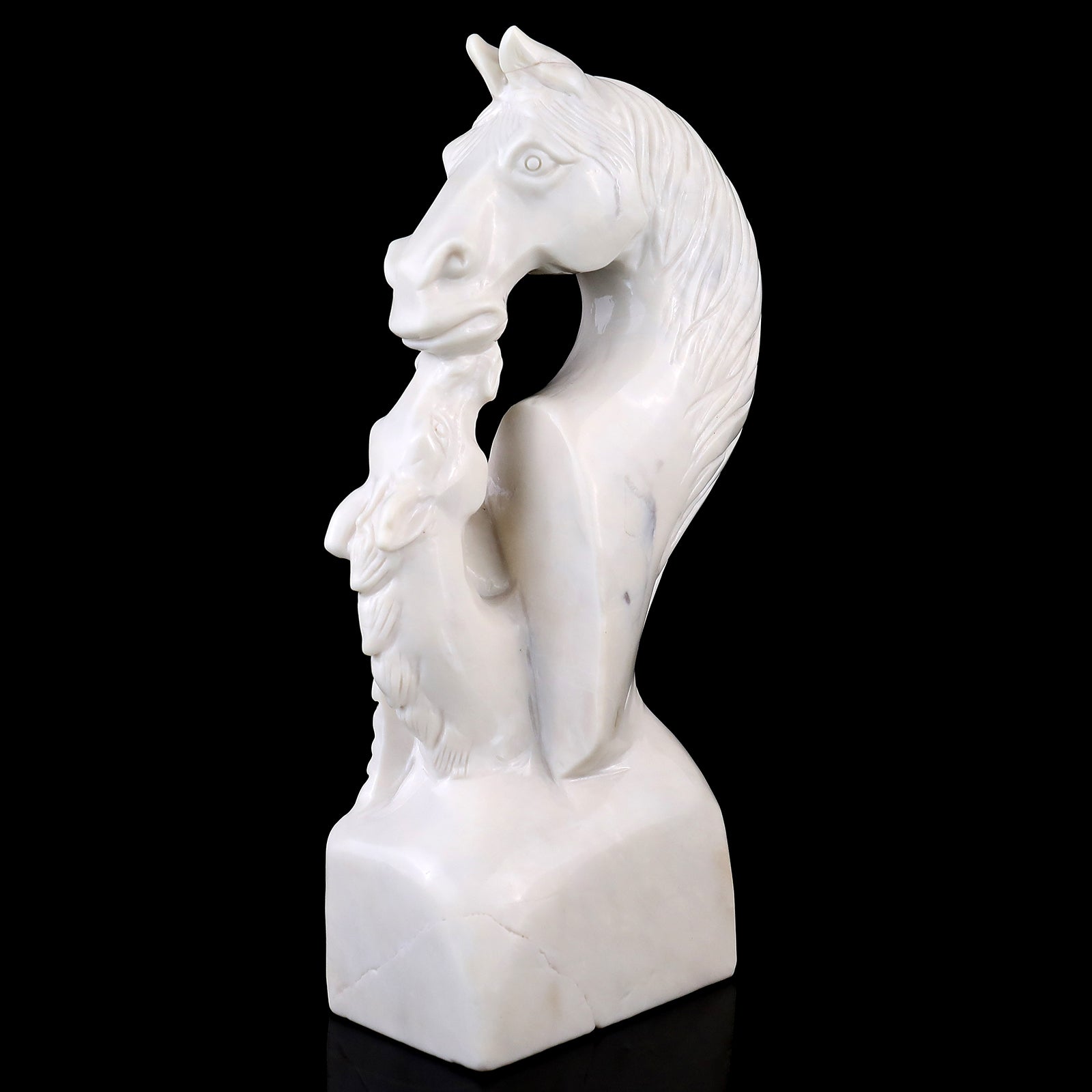Nicedony Amazing 10.2" White Jade Hand Carved Crystal Horse Sculpture - View 3