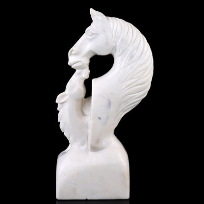 Nicedony Amazing 10.2" White Jade Hand Carved Crystal Horse Sculpture - View 5