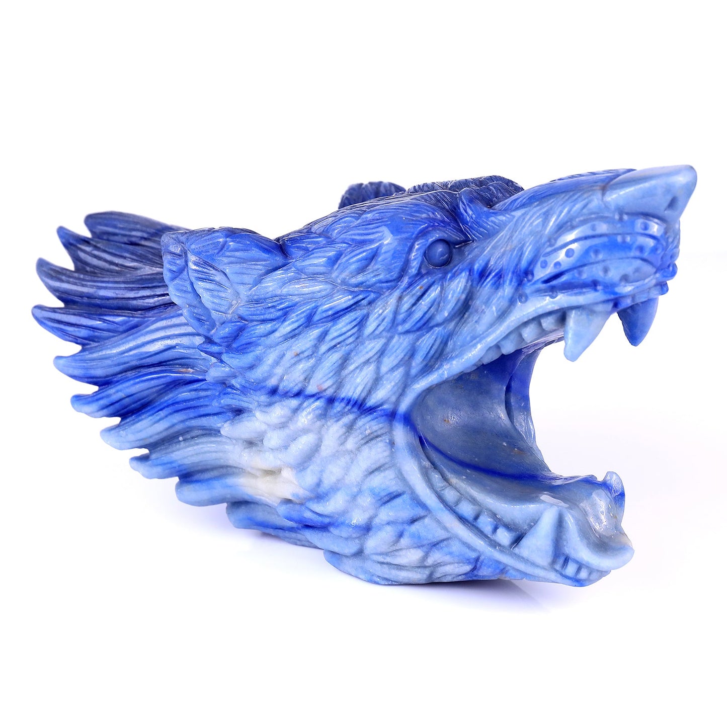 Nicedony 10.4" Blue Aventurine Hand Carved Crystal Wolf Head Sculpture - View 2
