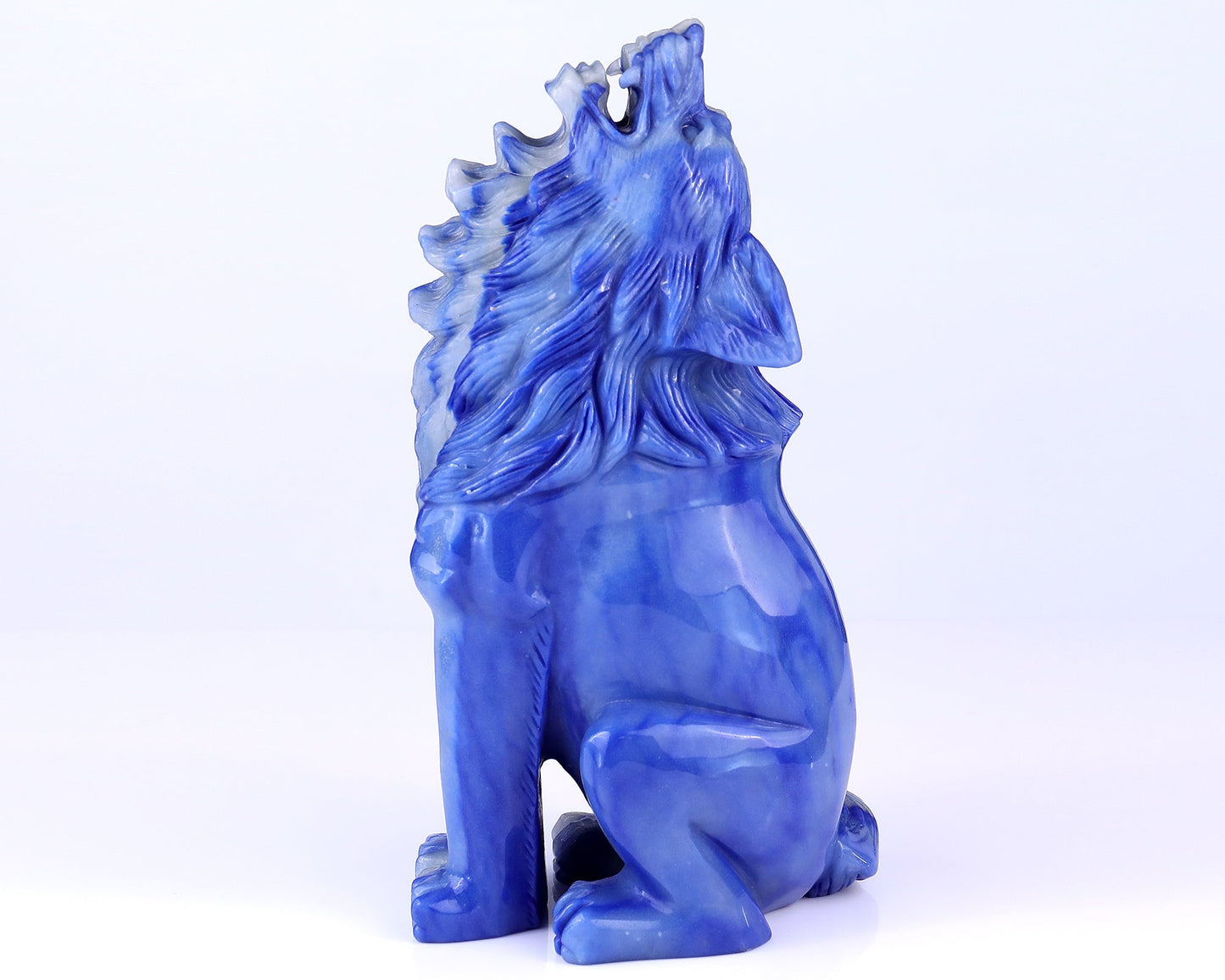 Nicedony Amazing 10.4" Blue Aventurine Hand Carved Crystal Wolf Sculpture