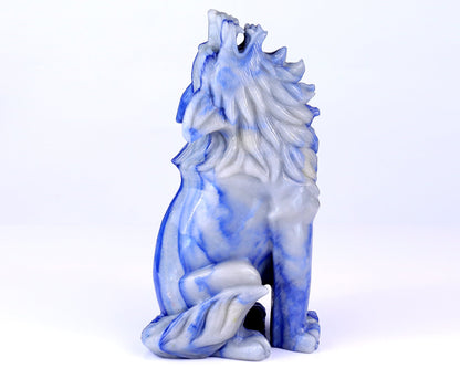 Nicedony Amazing 10.4" Blue Aventurine Hand Carved Crystal Wolf Sculpture - View 4