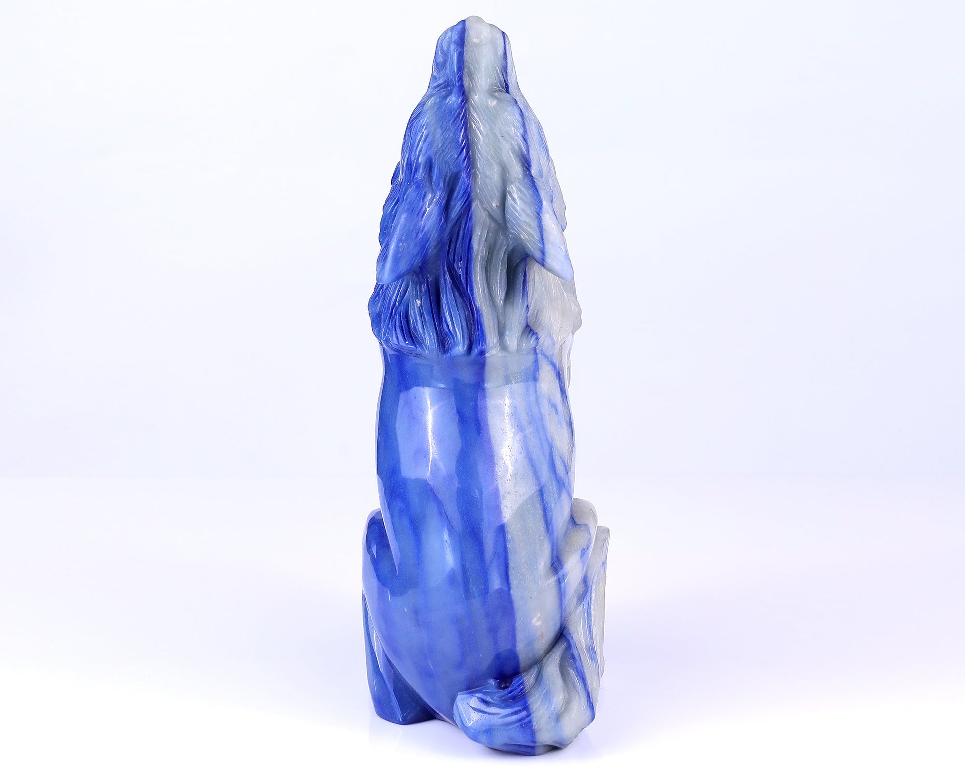 Nicedony Amazing 10.4" Blue Aventurine Hand Carved Crystal Wolf Sculpture - View 5