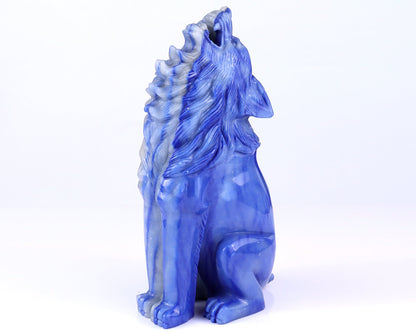 Nicedony Amazing 10.4" Blue Aventurine Hand Carved Crystal Wolf Sculpture - View 7