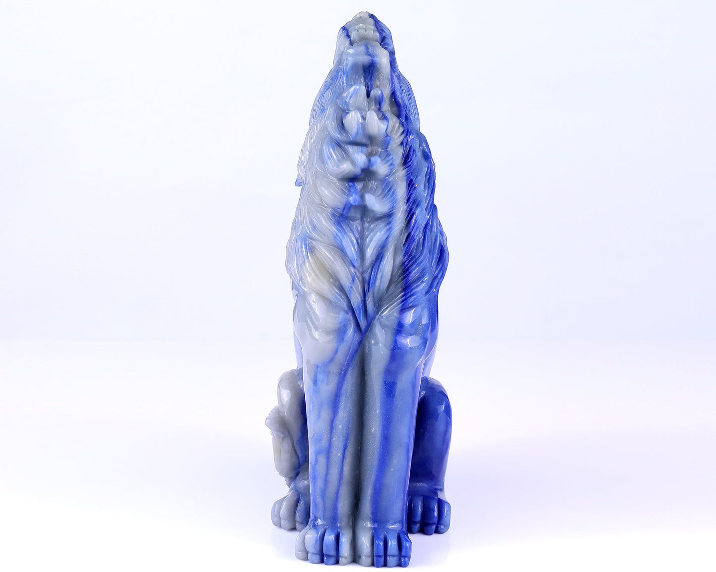 Nicedony Amazing 10.4" Blue Aventurine Hand Carved Crystal Wolf Sculpture - View 3