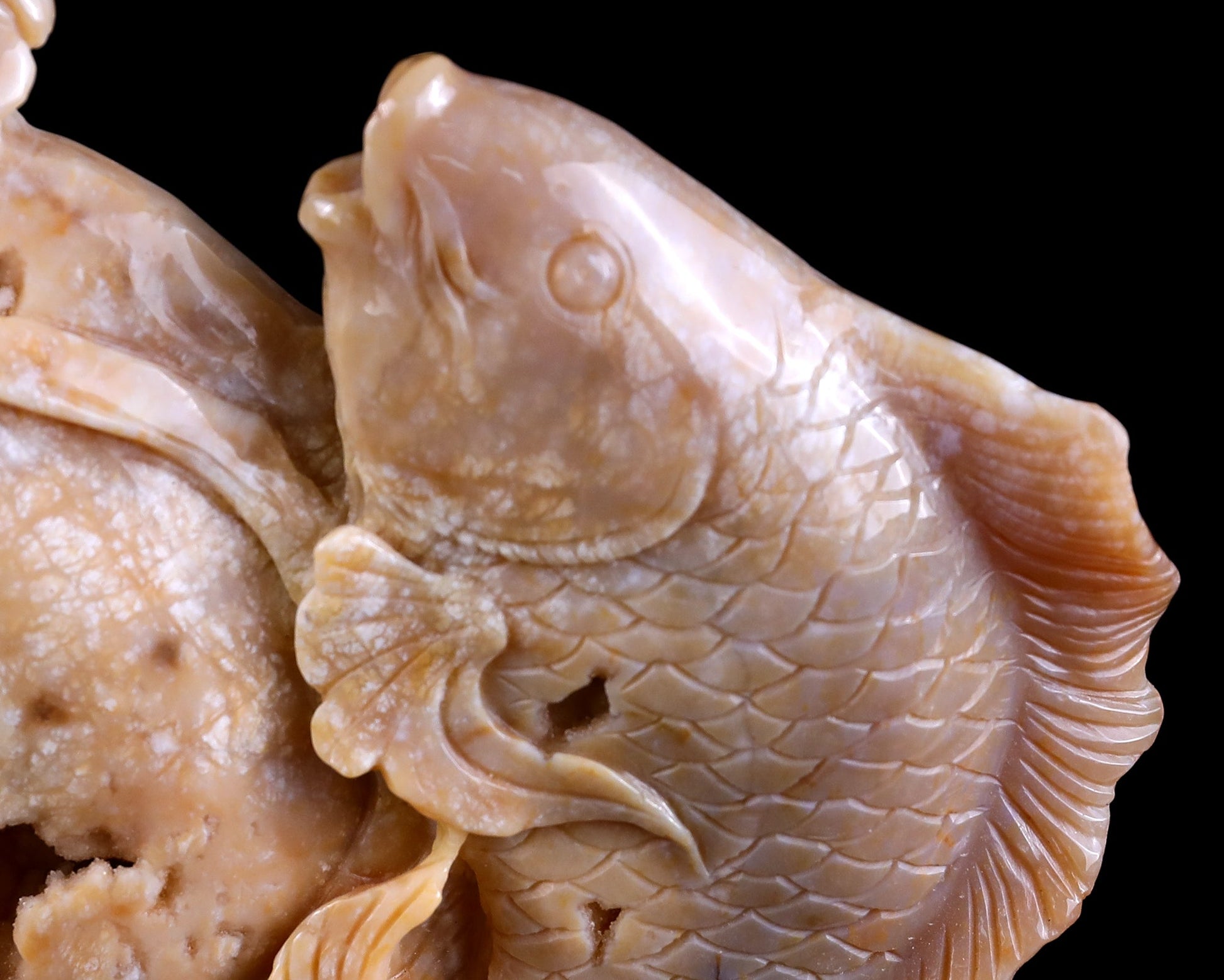 Nicedony 10.6" Chalcedony Hand Carved Crystal Fishes Sculpture - View 8