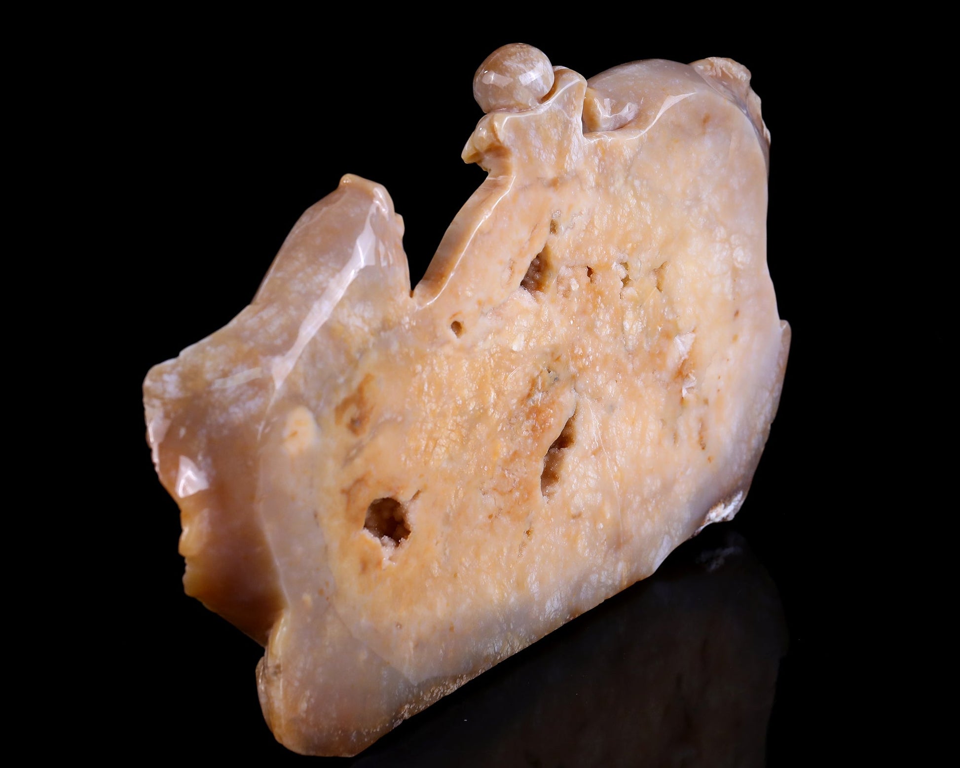 Nicedony 10.6" Chalcedony Hand Carved Crystal Fishes Sculpture - View 11