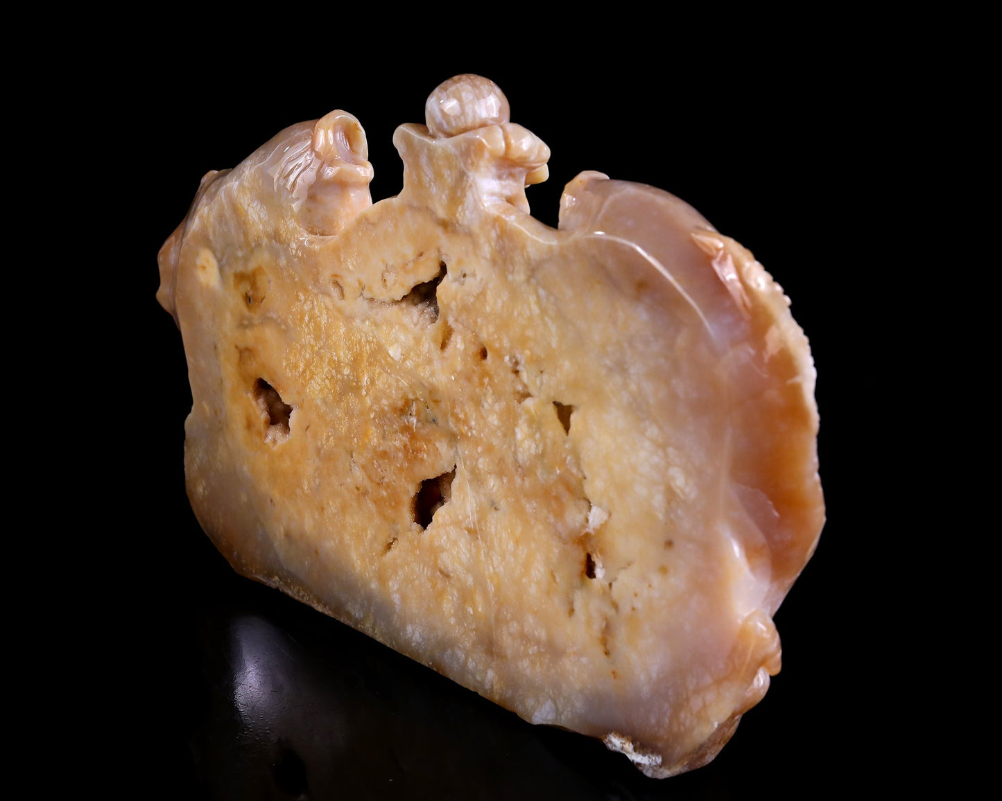 Nicedony 10.6" Chalcedony Hand Carved Crystal Fishes Sculpture - View 3