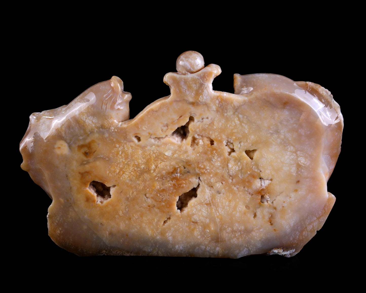 Nicedony 10.6" Chalcedony Hand Carved Crystal Fishes Sculpture - View 4