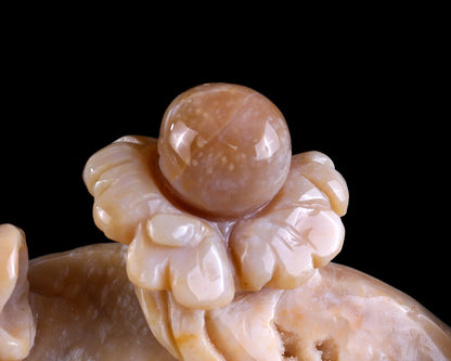 Nicedony 10.6" Chalcedony Hand Carved Crystal Fishes Sculpture - View 6