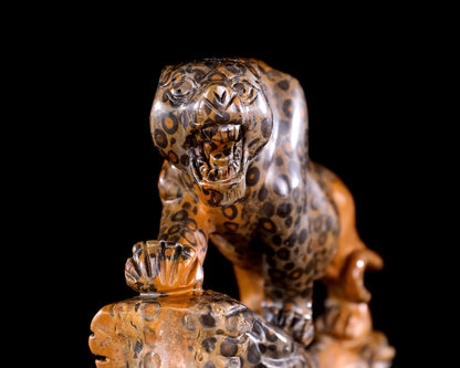 Nicedony 10.6" Leopard Skin Agate Hand Carved Crystal Leopard Sculpture - View 5