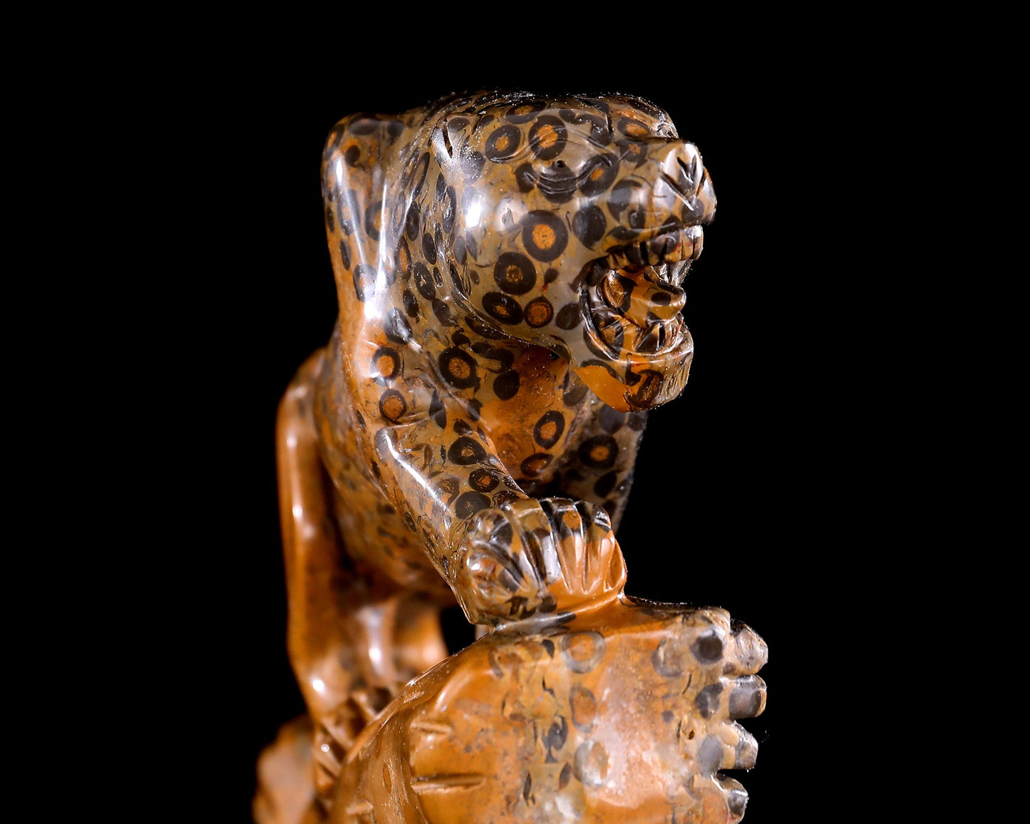 Nicedony 10.6" Leopard Skin Agate Hand Carved Crystal Leopard Sculpture - View 6