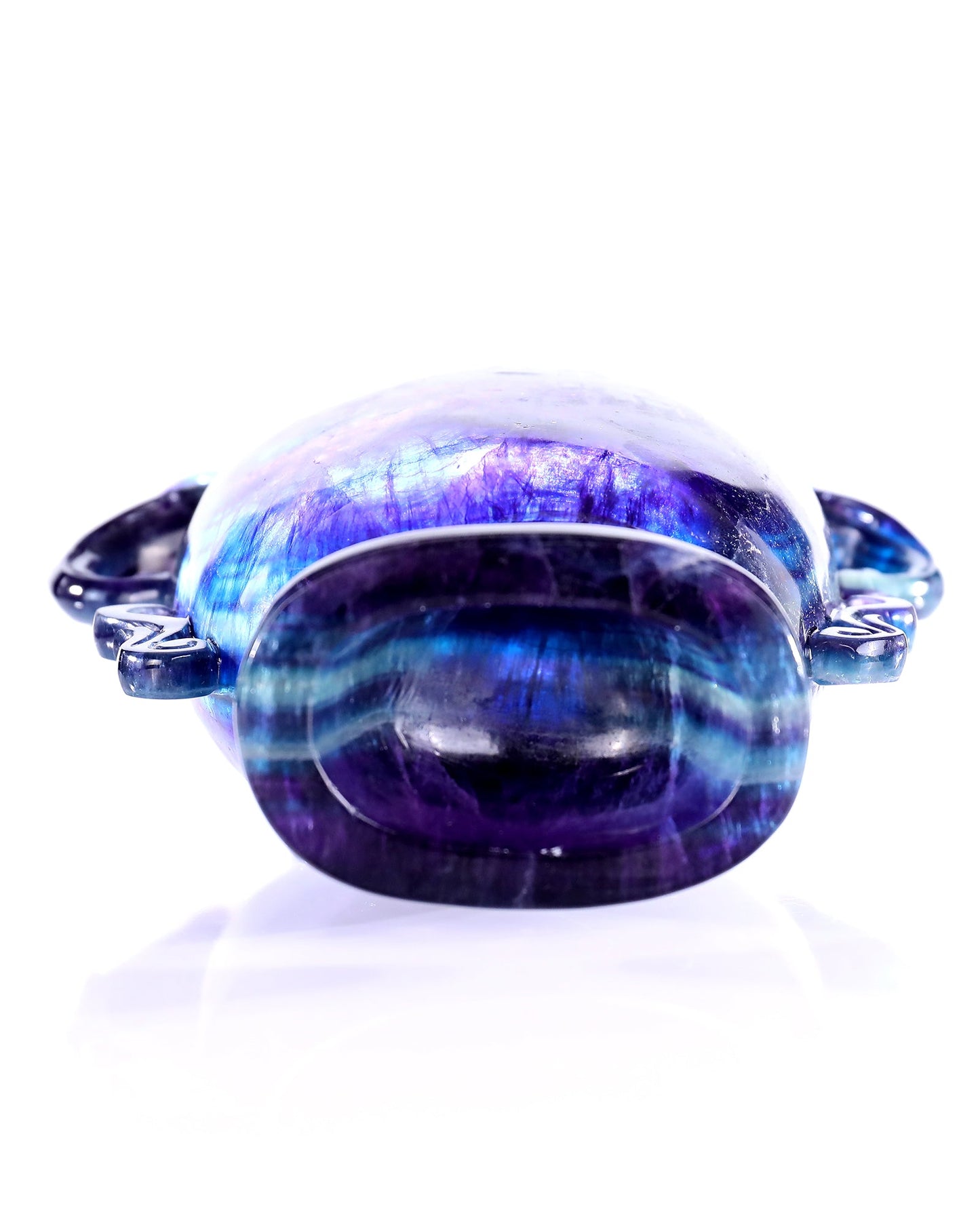 Nicedony 10.6” Natural Fluorite Hand Carved Crystal Vase with Lid - View 7