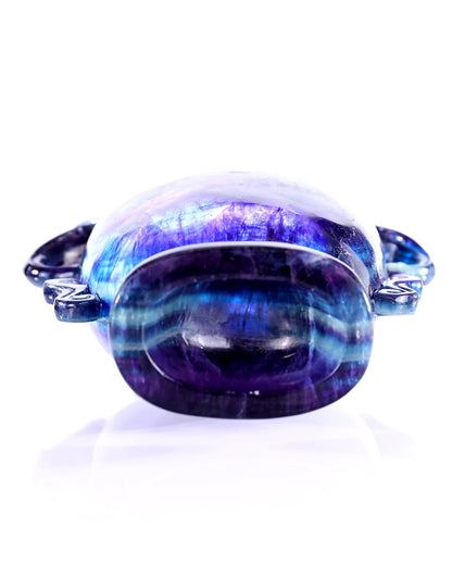 Nicedony 10.6” Natural Fluorite Hand Carved Crystal Vase with Lid - View 7