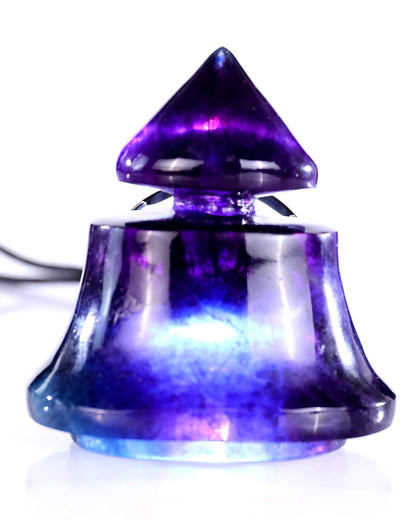 Nicedony 10.6” Natural Fluorite Hand Carved Crystal Vase with Lid - View 8